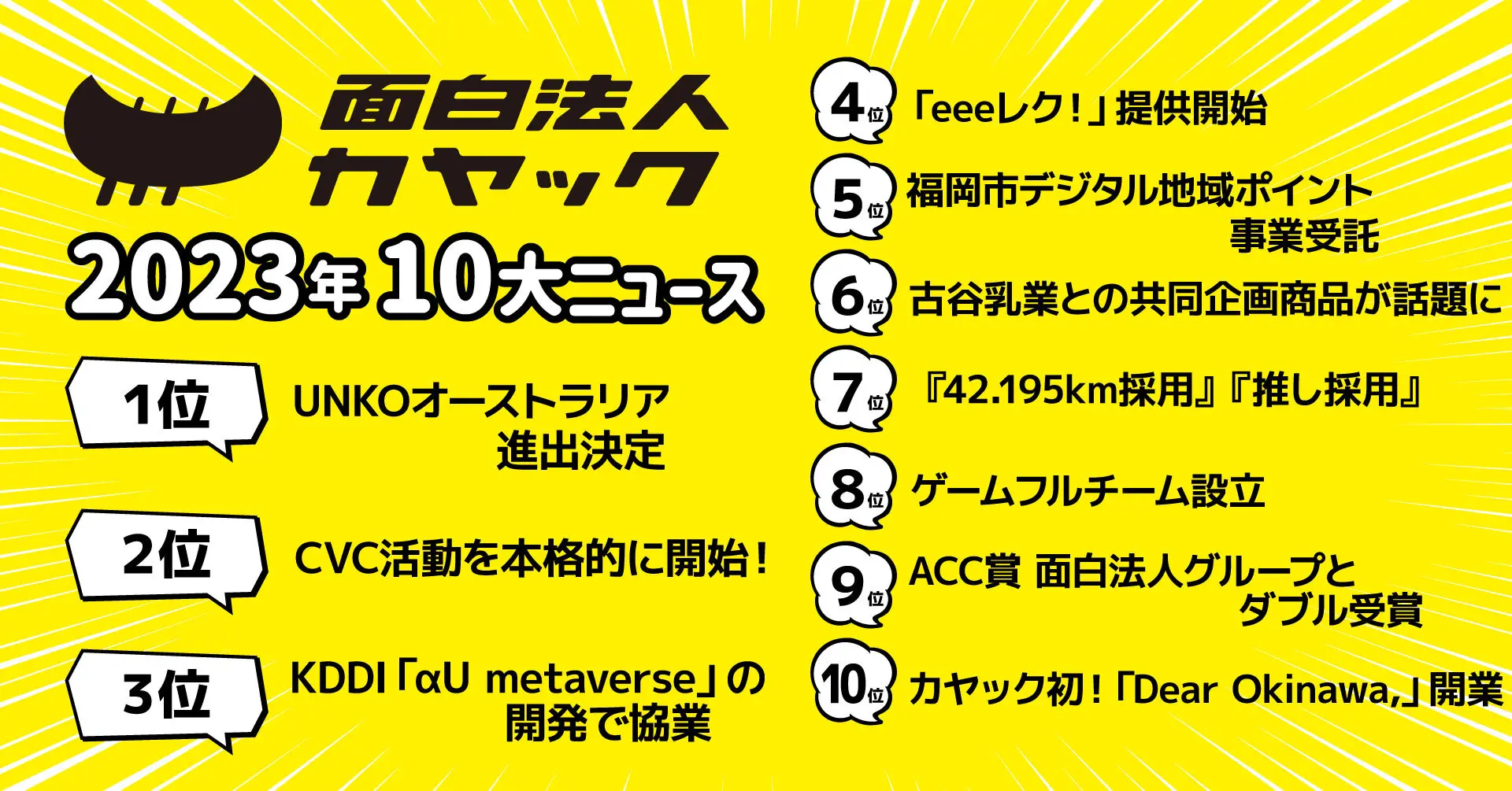 面白 2023年 面白法人カヤック「10大ニュース」発表！ | 面白法人カヤック